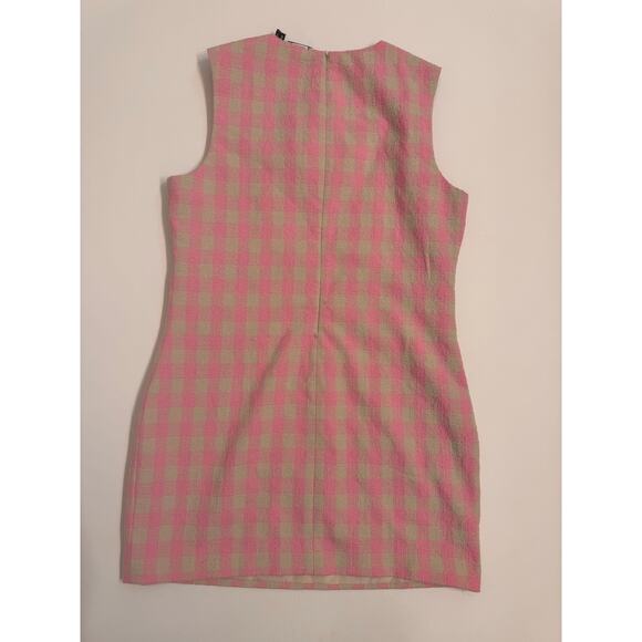 Vero Moda Women's Pink/Cream Gingham Gold Button Dress Short Zip Up Size 8 US - Picture 6 of 8